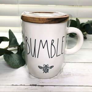 Rae Dunn BUMBLE Bee Ceramic Mug With Wooden Lid